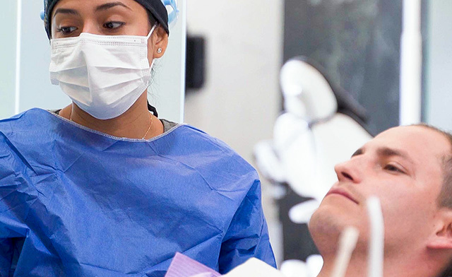 doctor examining patient in the dental clinic in los algodones